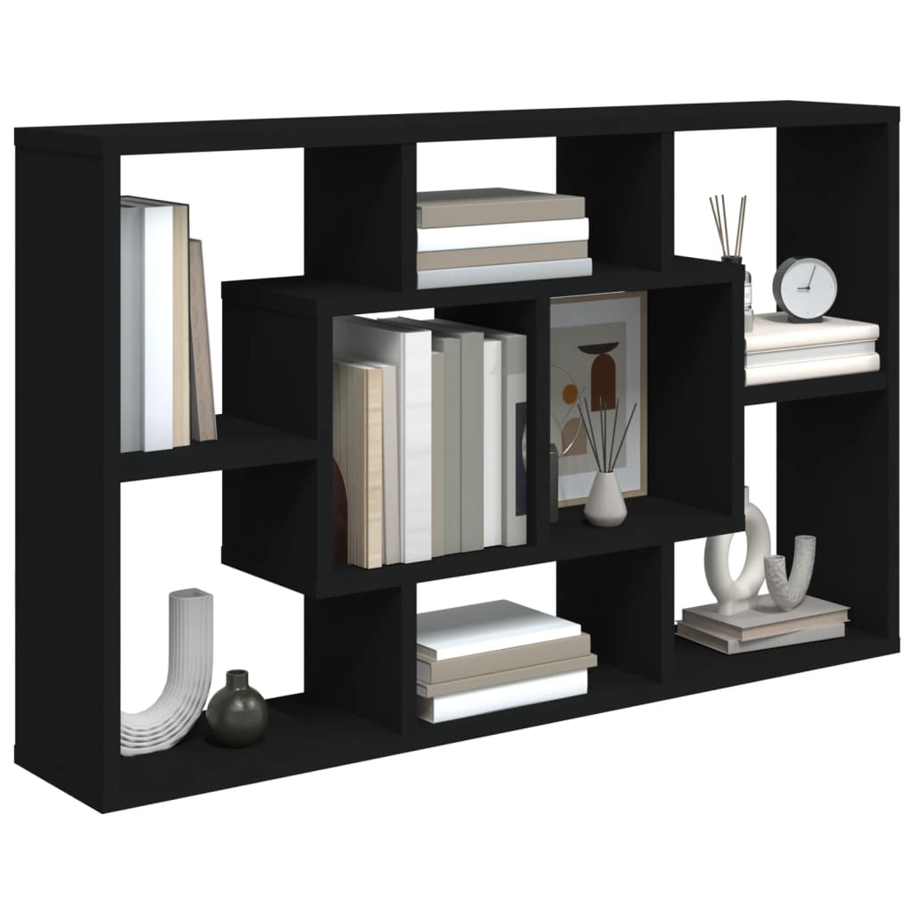 Wall Shelf Black 85x16x52.5 cm Engineered Wood